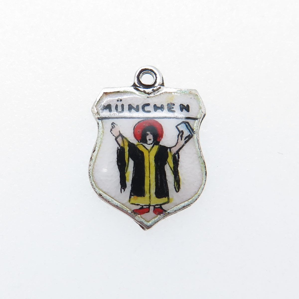 925 Sterling Silver Vintage Enamel Munich Coat of Arms Minimalist Charm Pendant