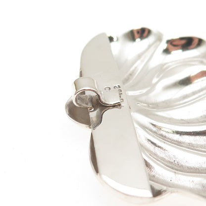 925 Sterling Silver Vintage Mexico Modernist Flower Slide Pendant