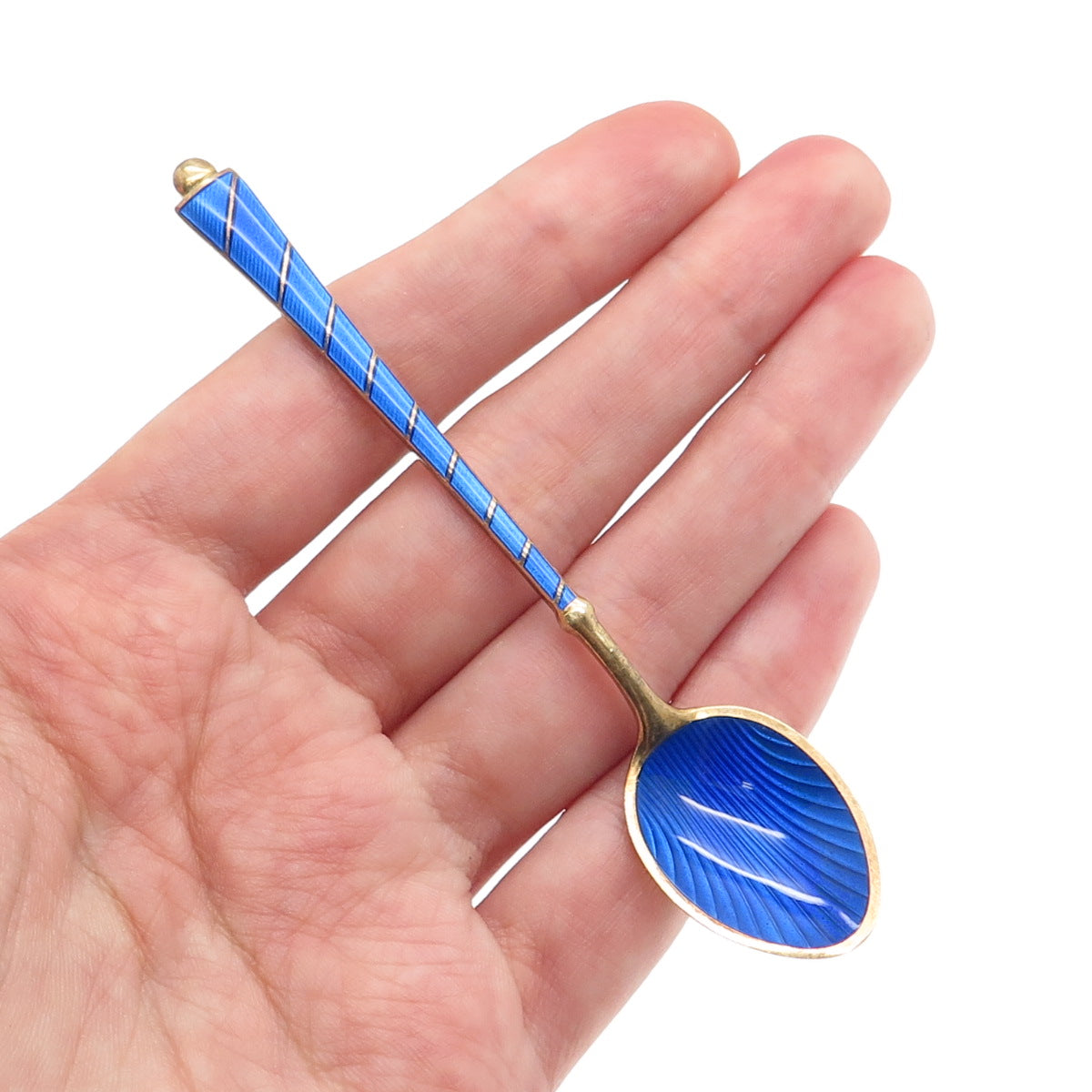 EGON LAURIDSEN 925S Sterling Gold Plated Vintage Denmark Enamel Coffee Spoon