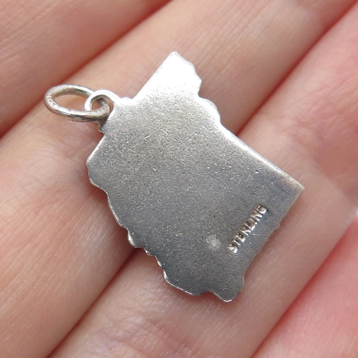 925 Sterling Silver Vintage Enamel Missouri State Map Minimalist Charm Pendant