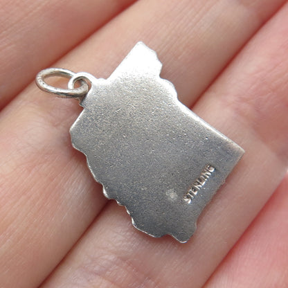 925 Sterling Silver Vintage Enamel Missouri State Map Minimalist Charm Pendant