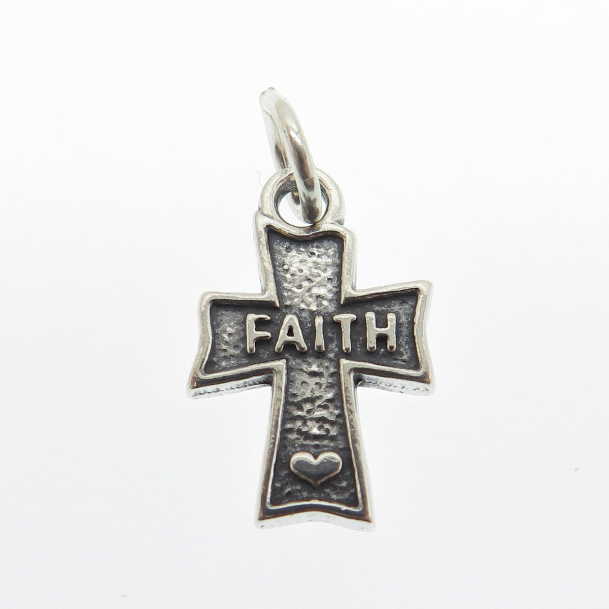 SUNDANCER 925 Sterling Silver Vintage "Faith" Cross Religious Minimalist Pendant