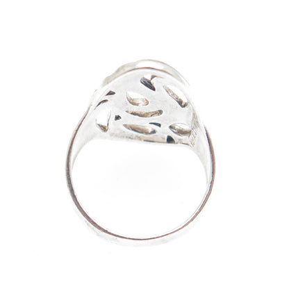 925 Sterling Silver Vintage Modernist Teardrop Oxidized Ring Size 7