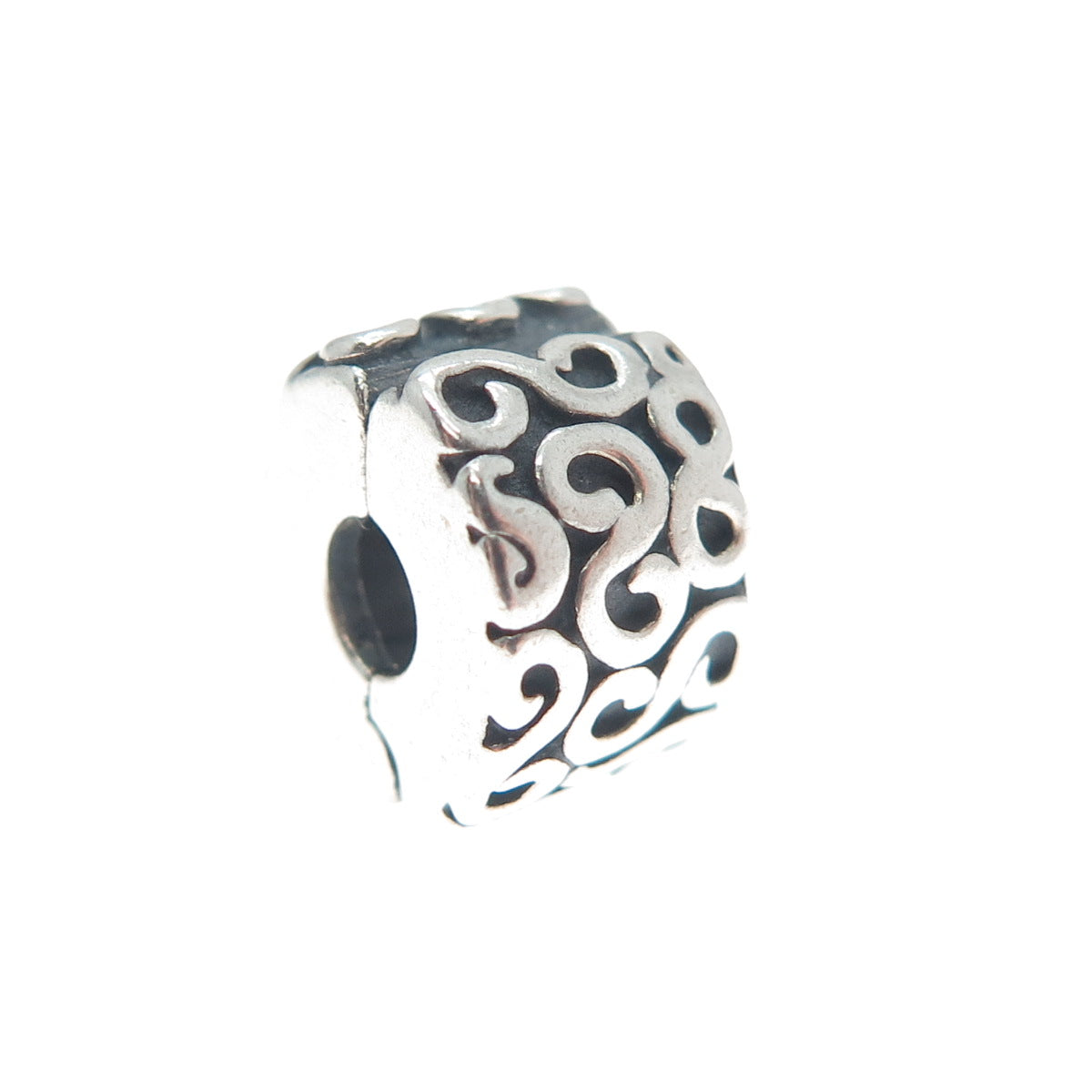 PANDORA 925 Sterling Silver Swirl Clip Bead Charm