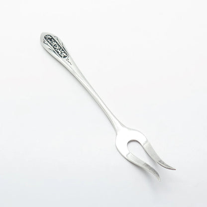 925 Sterling Silver Vintage Black Enamel "Alaska" Pickle / Olive Fork