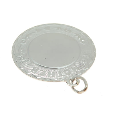 CREA 925 Sterling Silver Vintage "To Mother" Round Tag Pendant