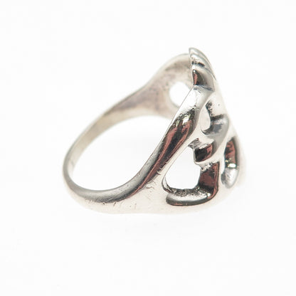 Old Pawn 925 Sterling Silver Vintage Southwestern Oxidized Tribal Ring Size 8