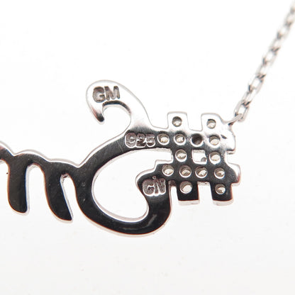 925 Sterling Silver Round-Cut C Z #Smile Cable Chain Necklace 16-18"