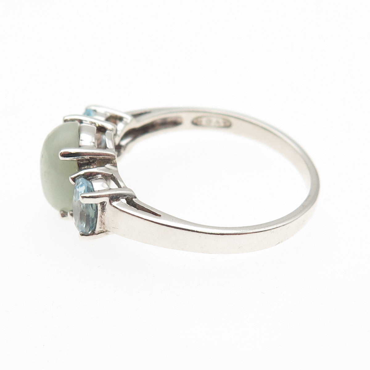AVON 925 Sterling Silver Vintage Real Jade & Blue Topaz Ring Size 10