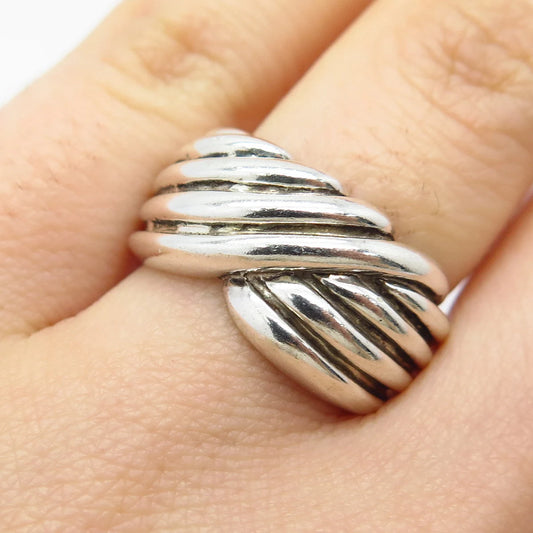 925 Sterling Silver Vintage Midas Ribbed Ring Size 5.75