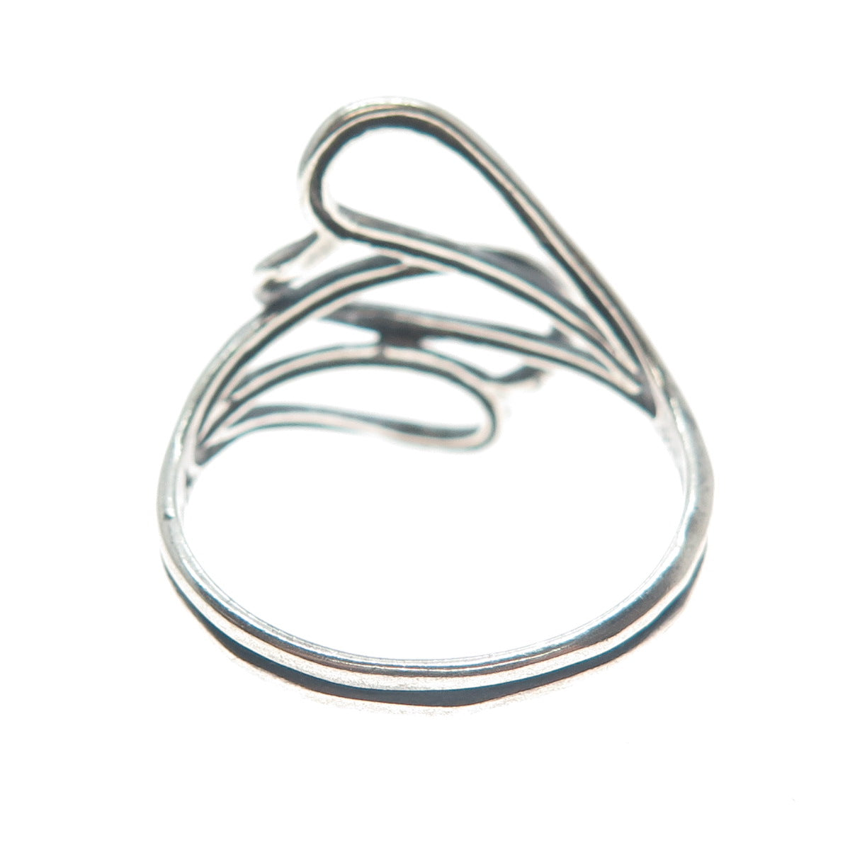 925 Sterling Silver Vintage Interlocked Heart Bypass Ring Size 11.25