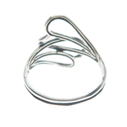 925 Sterling Silver Vintage Interlocked Heart Bypass Ring Size 11.25