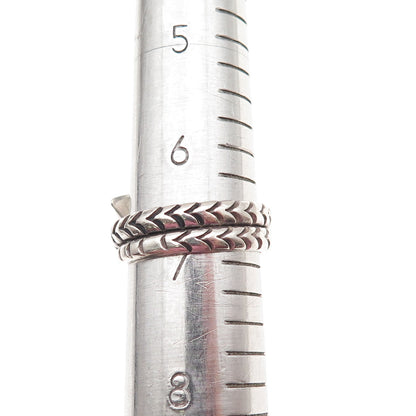 925 Sterling Silver Vintage Mexico Snake Wrap Adjustable Oxidized Ring Size 7