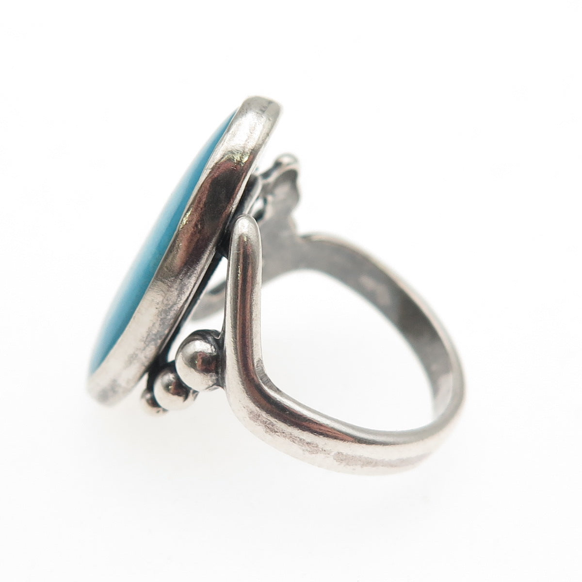 Pacific Jewelry Old Pawn Sterling Silver Vintage Turquoise Tribal Ring Size 4.5