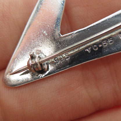 925 Sterling Silver Vintage Mexico Lightning Bolt Modernist Pin Brooch