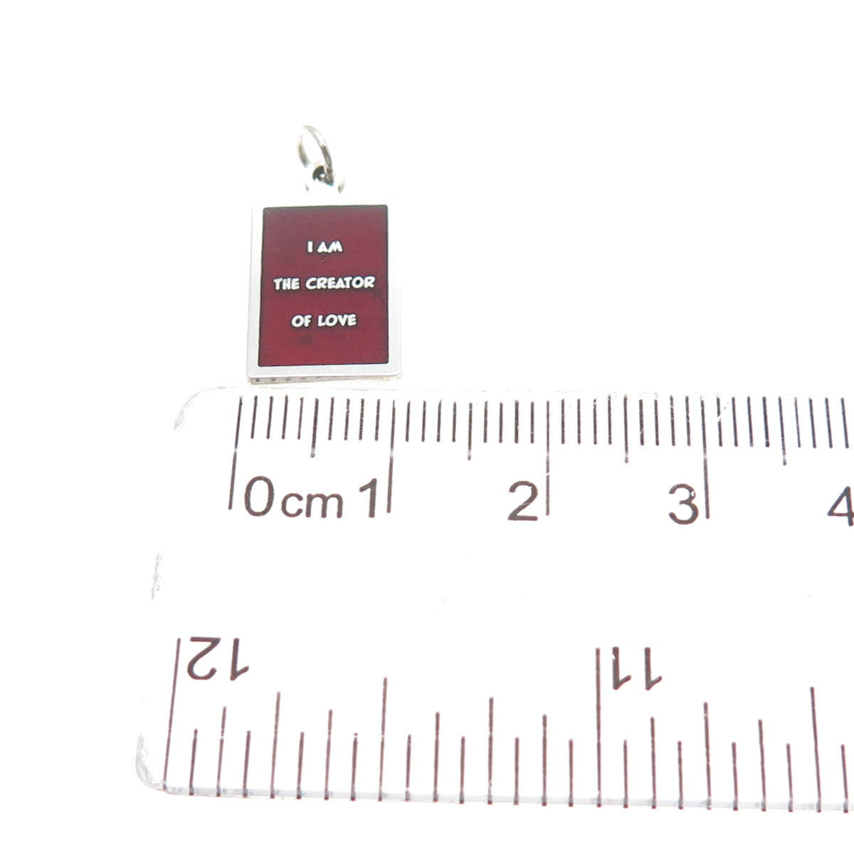 925 Sterling Silver Red Enamel I Am The Creator Of Love Minimalist Charm Pendant