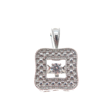 925 Sterling Silver Round-Cut Shaped C Z Square Minimalist Pendant