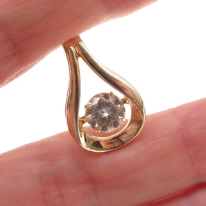 Savoy 925 Sterling Silver Gold Plated Moissanite Teardrop Slide Charm Pendant