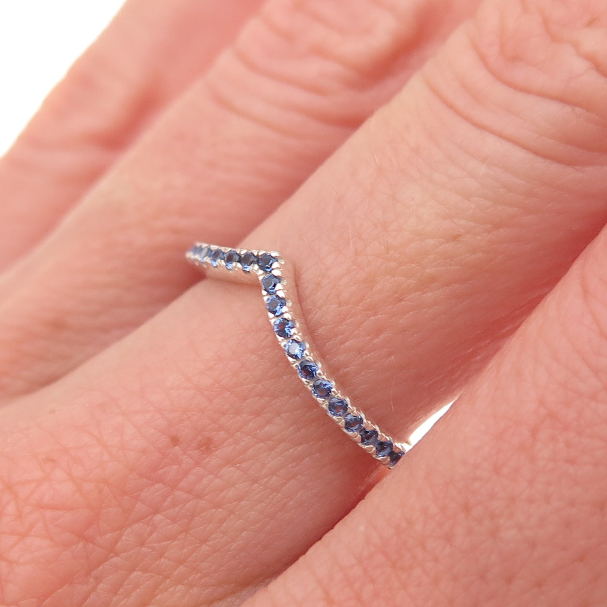 Pandora 925 Sterling Silver Blue C Z Timeless Wish Sparkling Ring Size 7