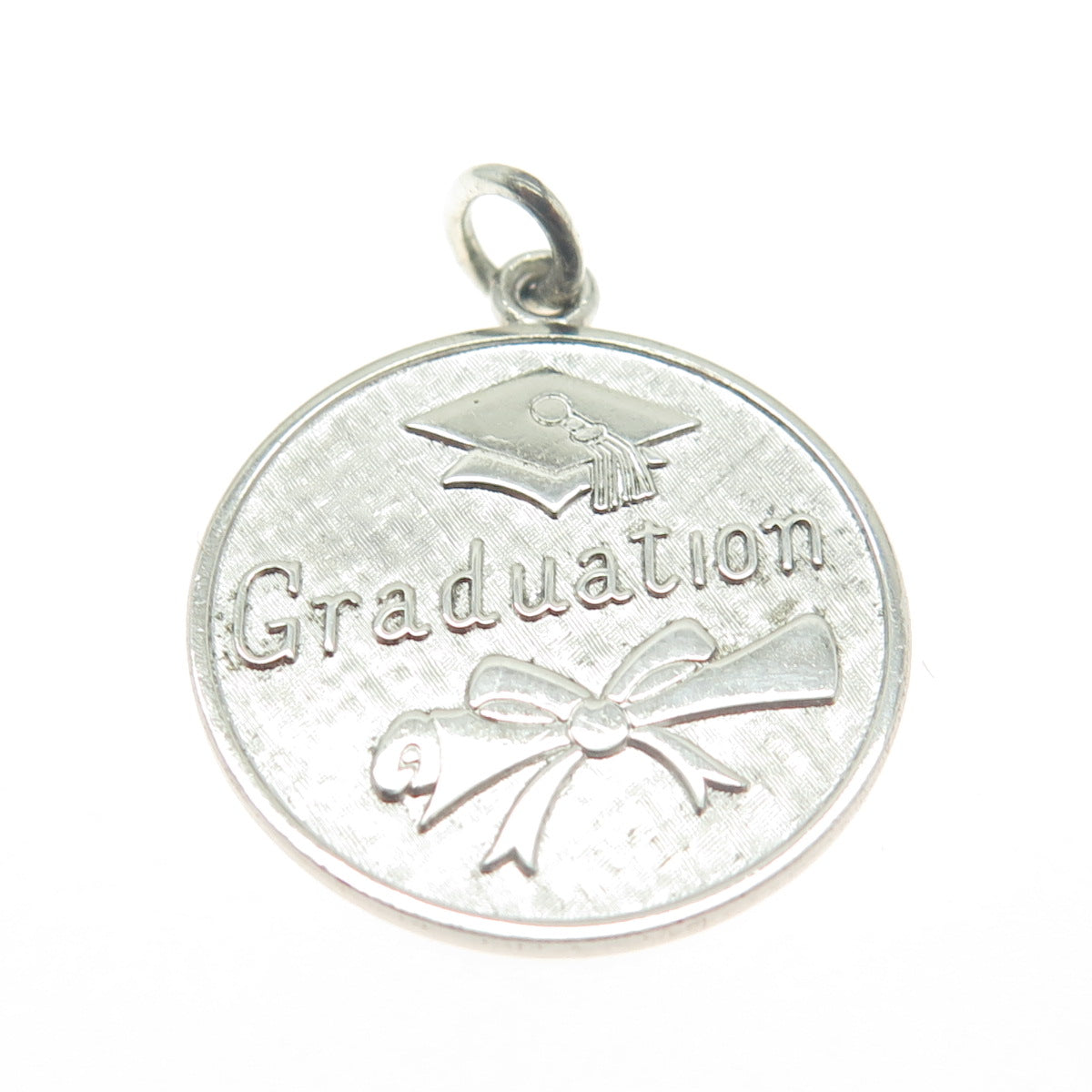 WELLS 925 Sterling Silver Vintage Graduation Round Charm Pendant