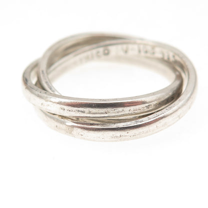 925 Sterling Silver Vintage Mexico Interlocked Trinity Band Ring Size 8.5