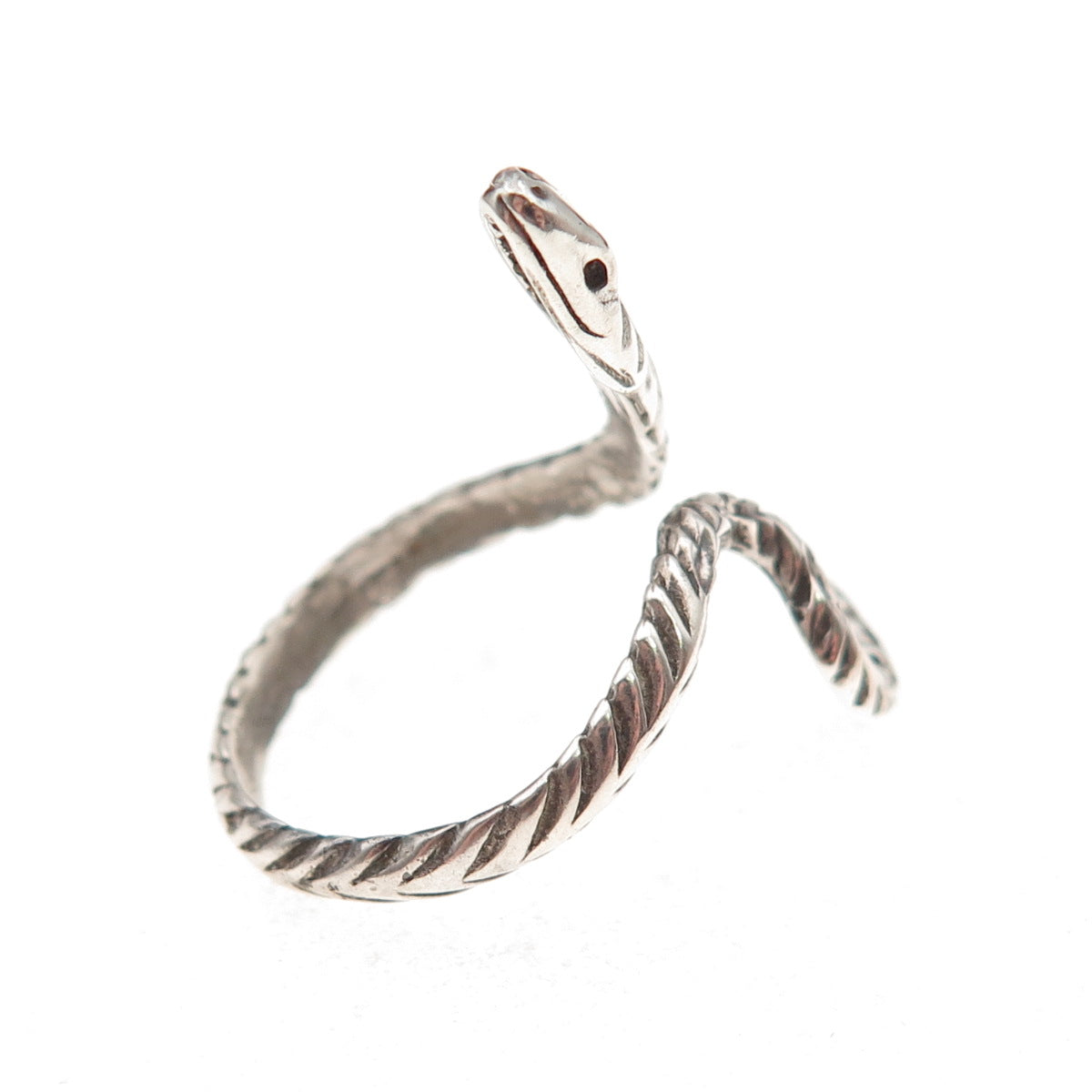 925 Sterling Silver Vintage Snake Adjustable Oxidized Ring Size 7