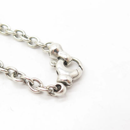 925 Sterling Silver 2-Tone Vintage Ball Station & Rolo Chain Necklace 19"