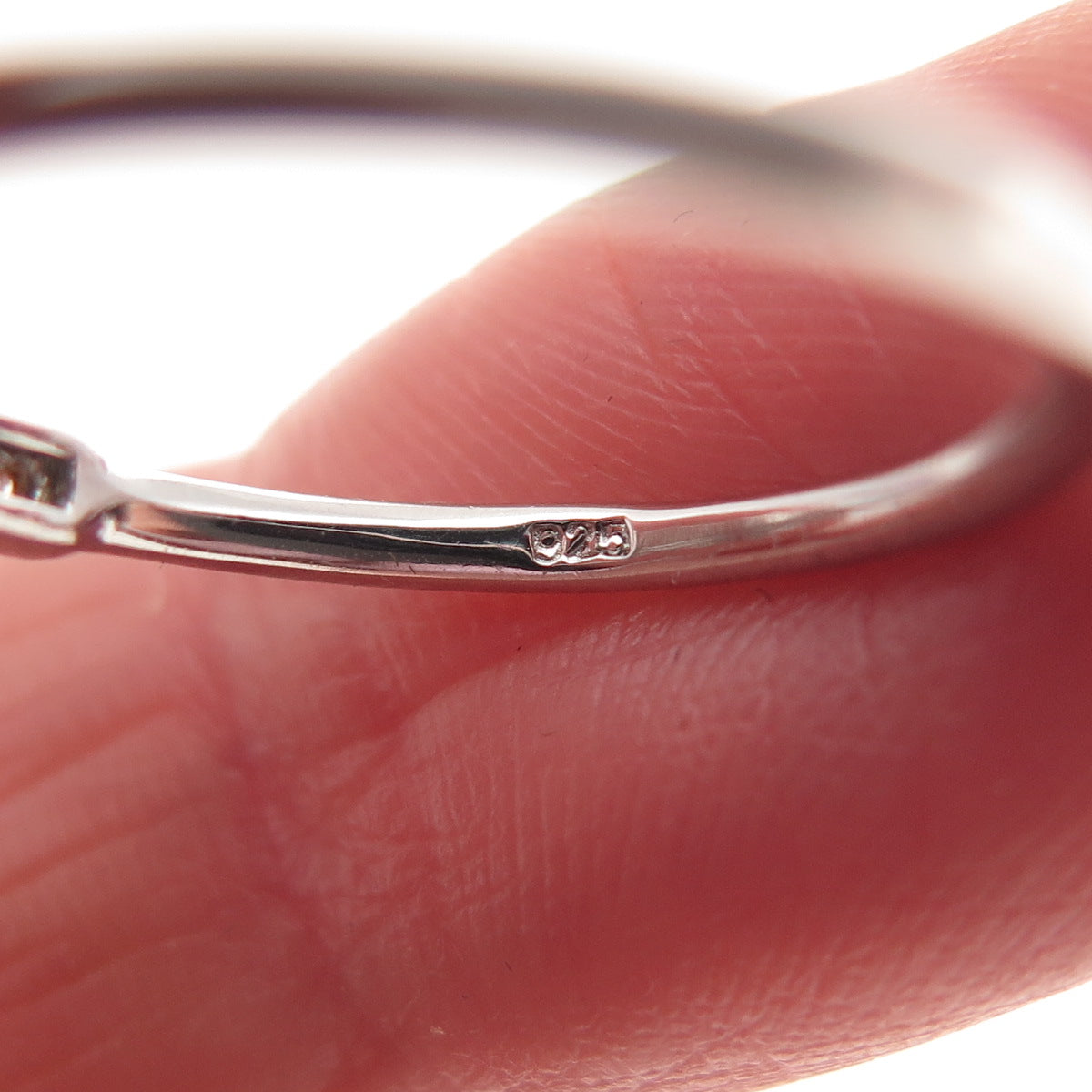 925 Sterling Silver Round-Cut C Z T-Shape Adjustable Ring Size 6.25
