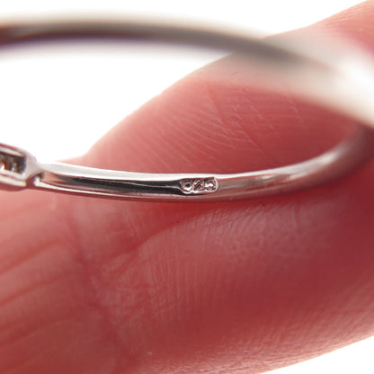 925 Sterling Silver Round-Cut C Z T-Shape Adjustable Ring Size 6.25