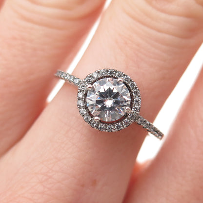 925 Sterling Silver Round-Cut C Z Engagement Ring Size 6.5