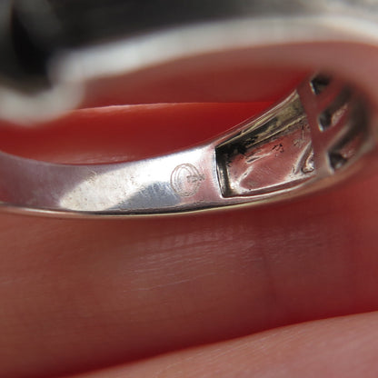 925 Sterling Silver Real Round-Cut Blue & White Diamond X Shape Ring Size 5