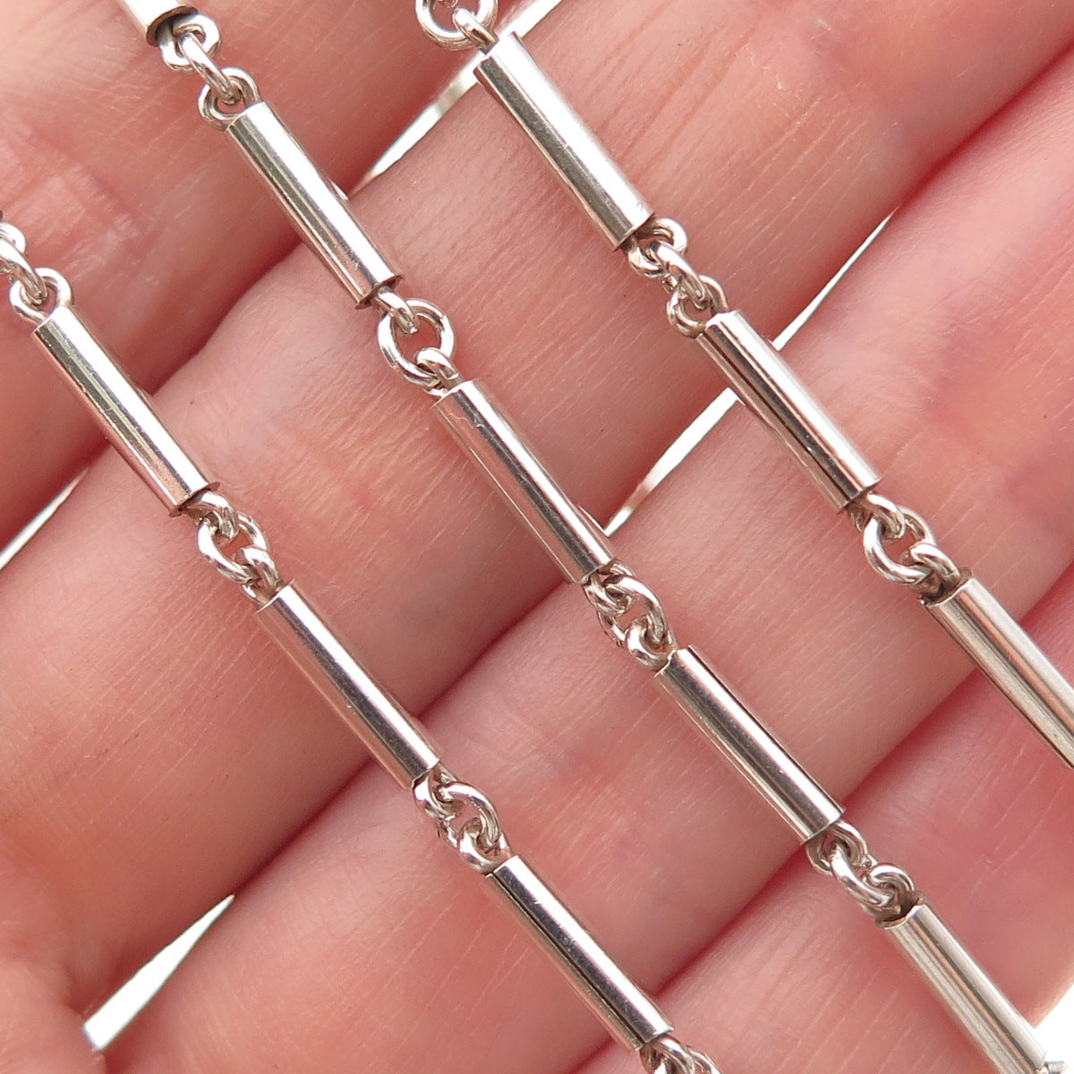 925 Sterling Silver Vintage Mexico Bar Chain Necklace 26"