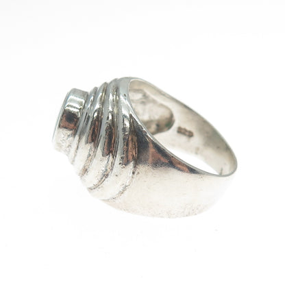CHAPAL ZENRAY 925 Sterling Silver Vintage Real Green Onyx Oxidized Ring Size 7