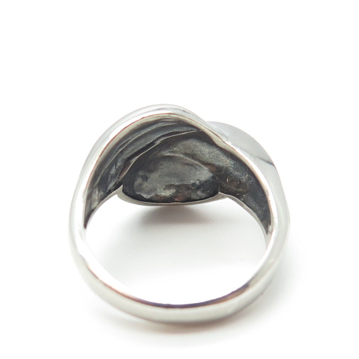 925 Sterling Silver Vintage Modernist Ribbed Ring Size 8.25