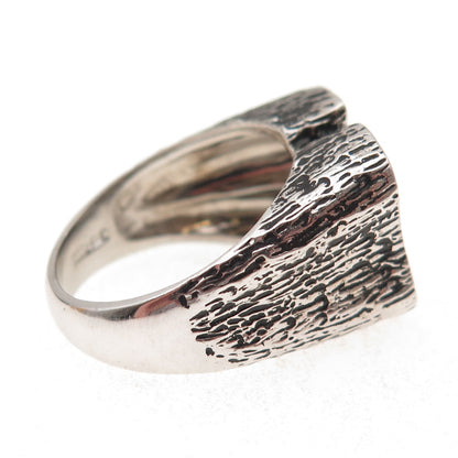 925 Sterling Silver Vintage Modernist Oxidized Ring Size 9.75