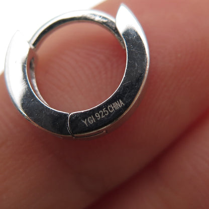 925 Sterling Silver Round-Cut Purple & White C Z Hoop Earrings