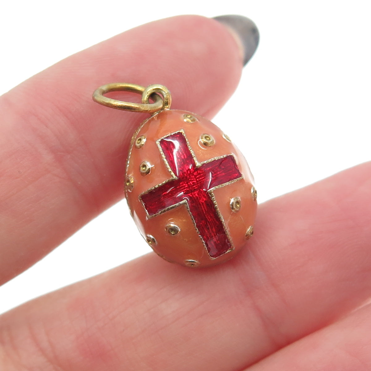 RAFKA Retired 925 Sterling Silver Vermeil Enamel Cross Easter Egg Charm Pendant