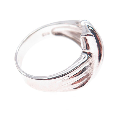 925 Sterling Silver Vintage Modernist Bypass Ring Size 8.75