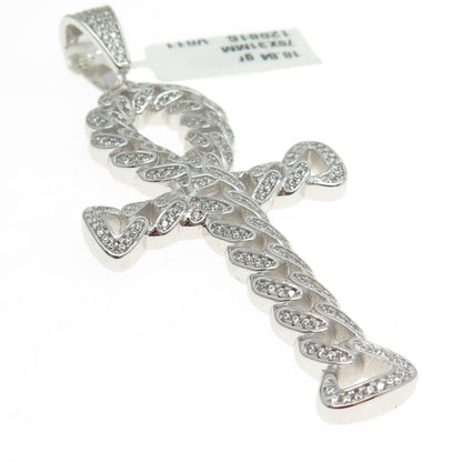 925 Sterling Silver Pave C Z Egyptian Ankh Cross Pendant