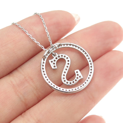 925 Sterling Silver Round-Cut C Z Letter "S" Initial Cable Chain Necklace 16-18"