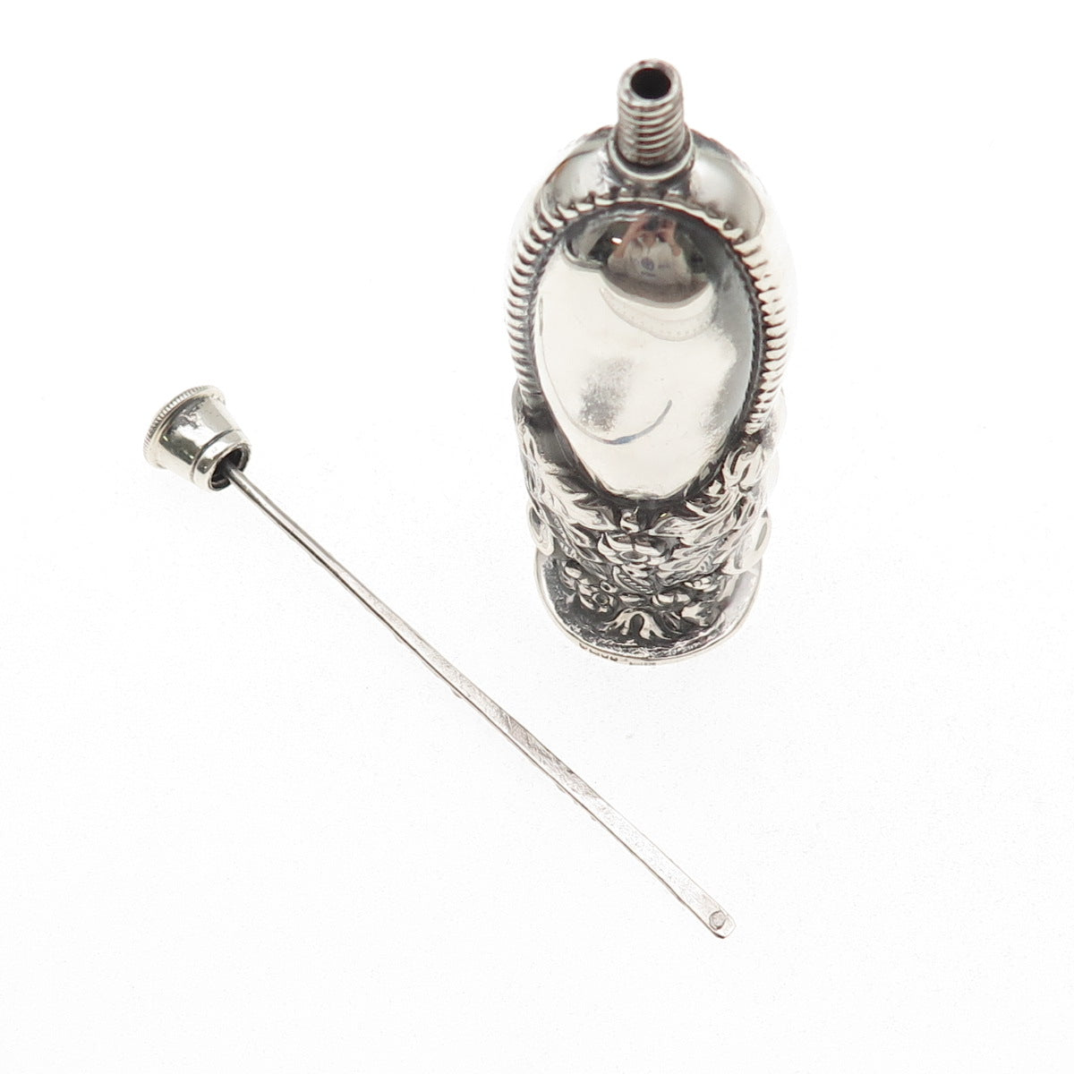 Ari D Norman 925 Sterling Silver Vintage 1997 London Floral Perfume Bottle