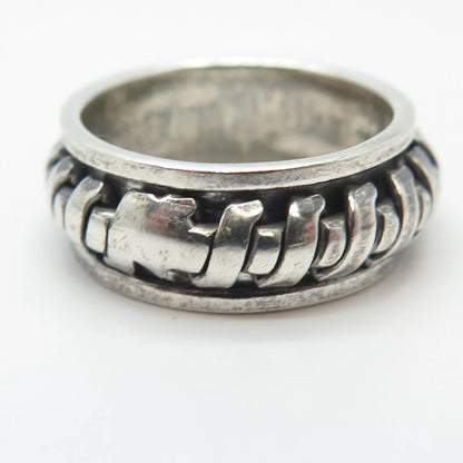 925 Sterling Silver Vintage Rotating Band Ring Size 7.75