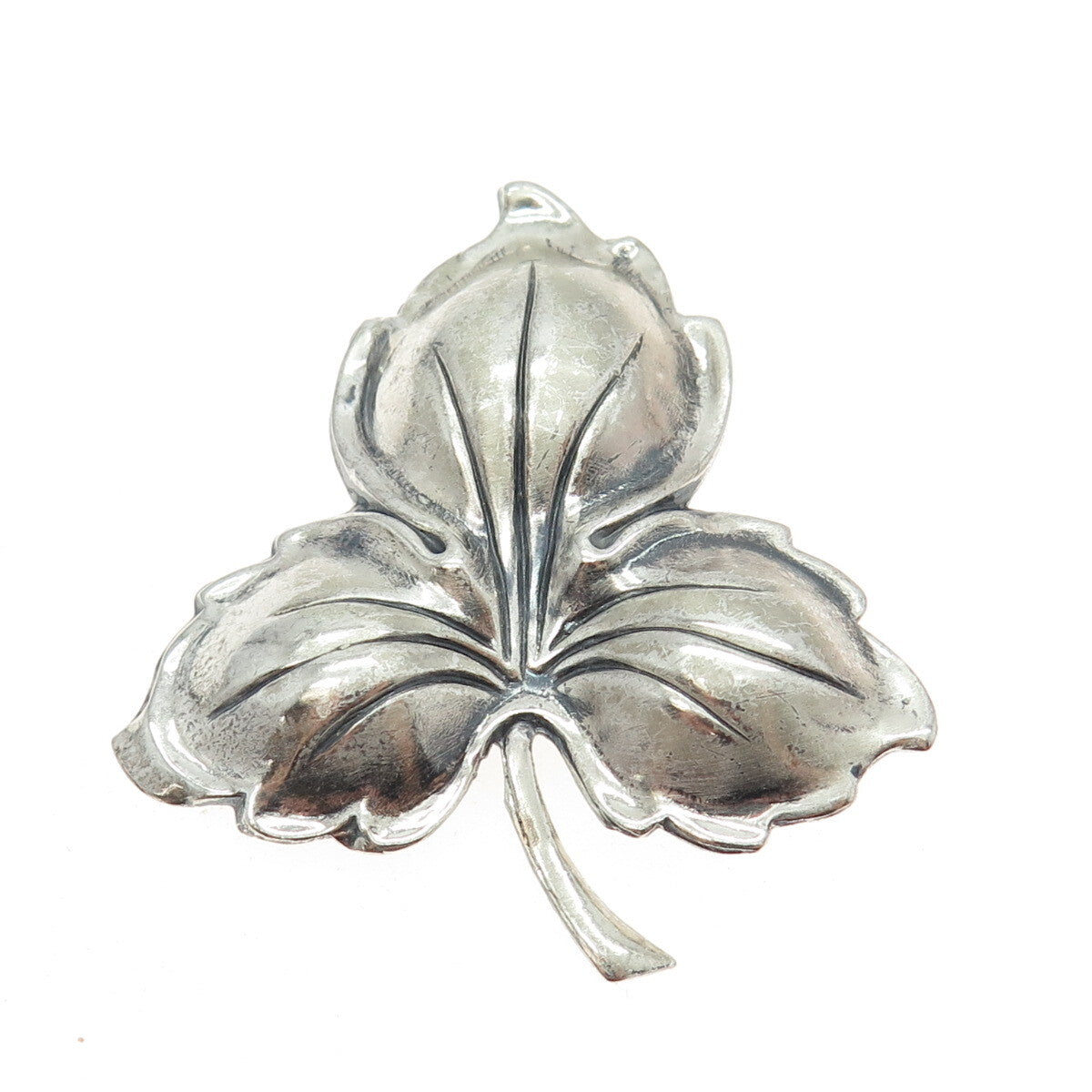 JEWELART 925 Sterling Silver Antique Art Deco Leaf Pin Brooch