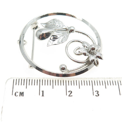 D'OR 925 Sterling Silver Vintage Floral Leaf Pin Brooch / Pendant