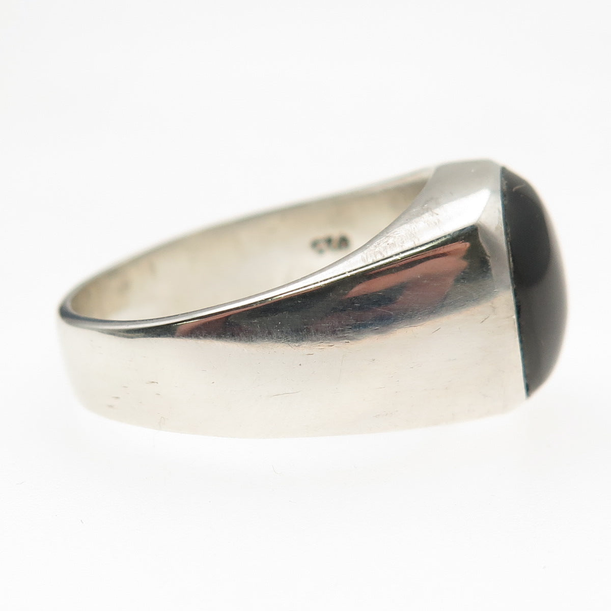 925 Sterling Silver Vintage Mexico Real Black Onyx Ring Size 12