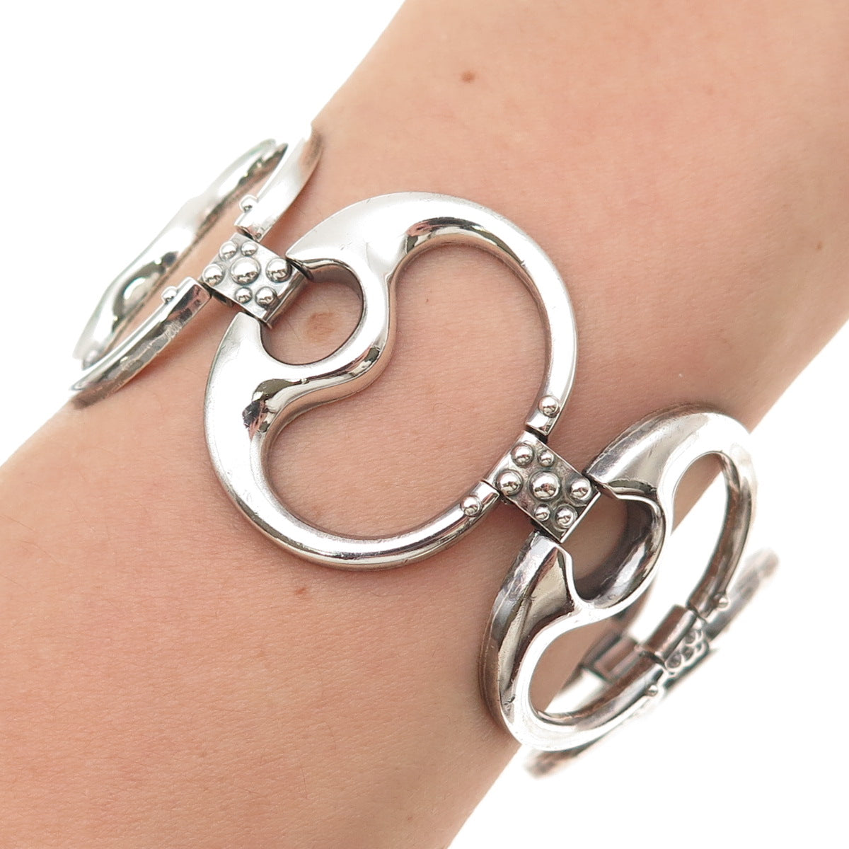 Rodi Wienenberger 925 Sterling Silver Vintage Modernist Panel Link Bracelet 7.5"