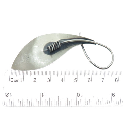 BEAU 925 Sterling Silver Vintage Calla Lily Flower Modernist Oxidized Pin Brooch