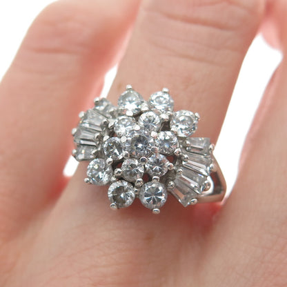 CHAPAL ZENRAY 925 Sterling Silver Multi-C Z Cluster Ring Size 8.25