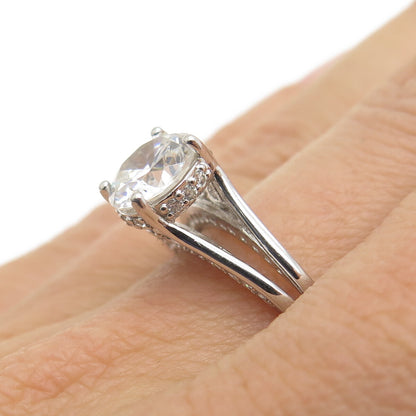BGE BRADFORD 925 Sterling Silver Round-Cut C Z Engagement Ring Size 8