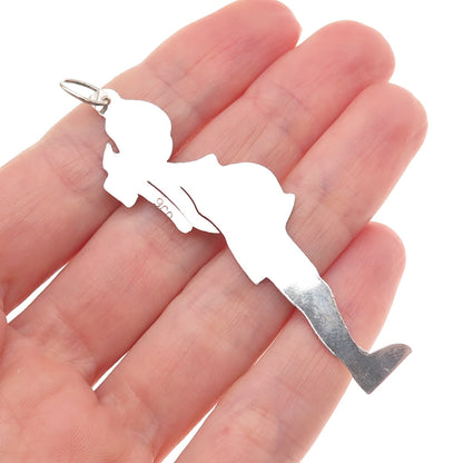 900 Silver Vintage Goofy Cartoon Character Charm Pendant